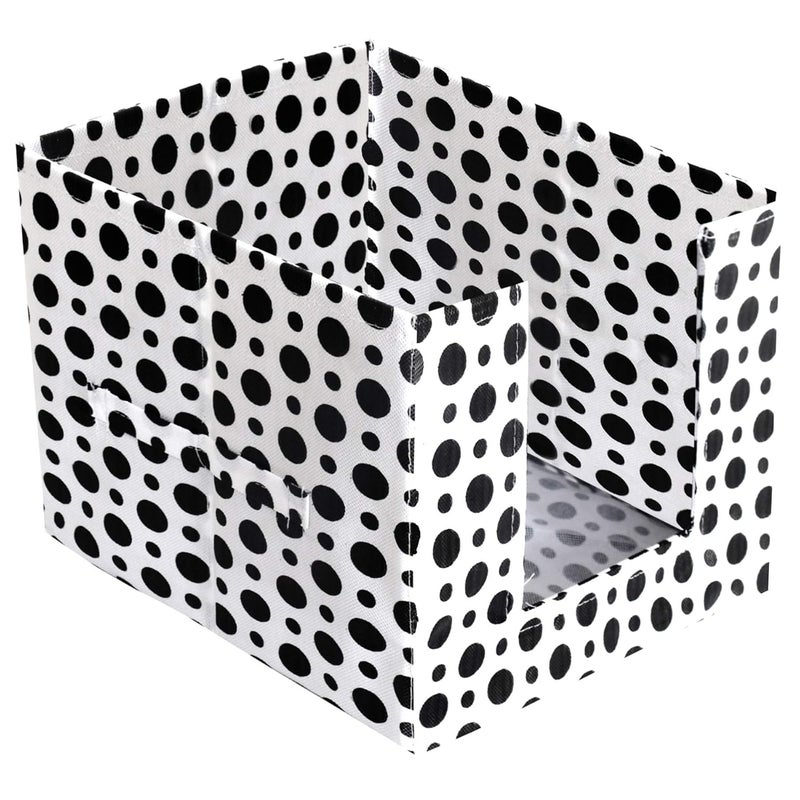 Kuber Industries Dot Print NonWoven Shirt Stacker Closet Organizer Shirts and Clothing Organizer With Handle Black WhiteKUBMART16078 - Image 1