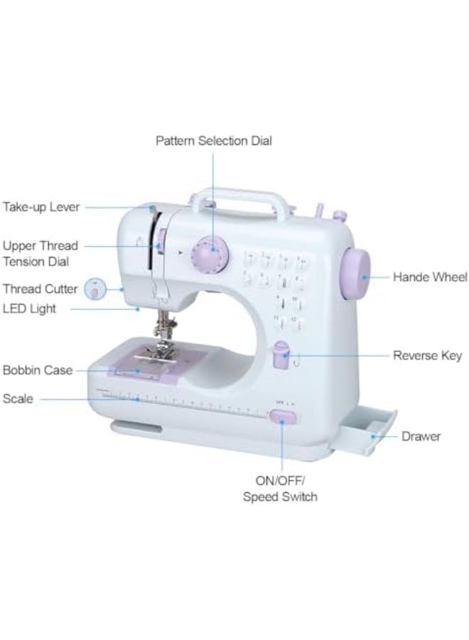 12 Stitch Multi-Function Household Sewing Machine, Portable Electric Sewing Machine, Double-line Two-speed Reverse Stitch - Image 3