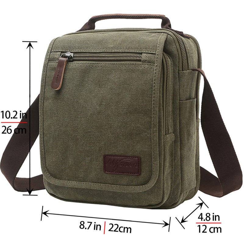 mygreen Vertical Canvas Messenger Bag, Unisex Casual leather Shoulder Bag Satchel Crossbody Bag for Outdoor Activities, Travel - Image 3