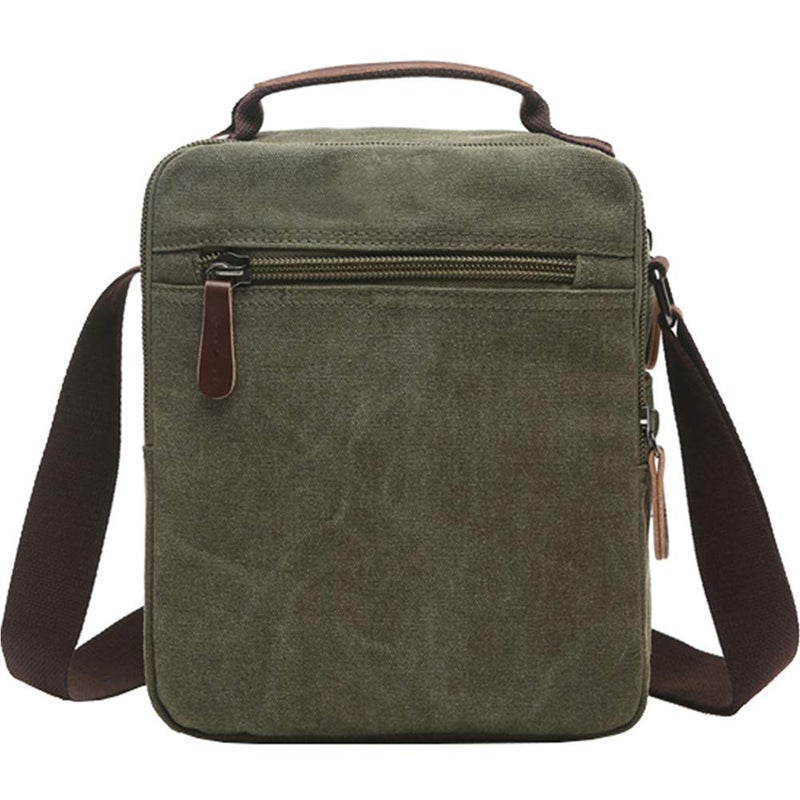 mygreen Vertical Canvas Messenger Bag, Unisex Casual leather Shoulder Bag Satchel Crossbody Bag for Outdoor Activities, Travel - Image 2