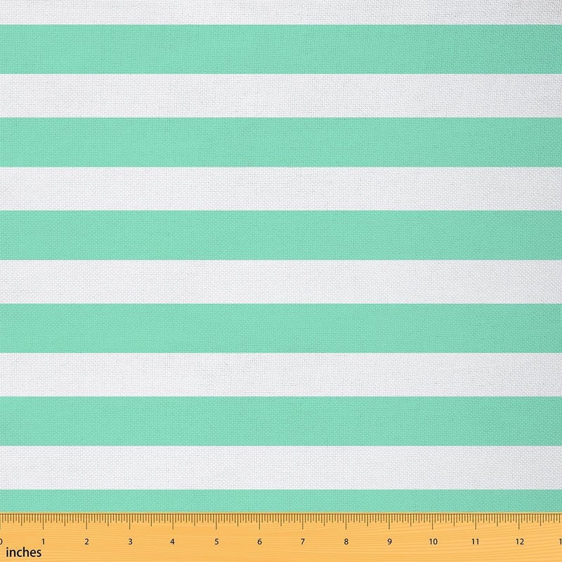 Mint Green Striped Fabric By the Yard Simple Horizontal Stripes Upholstery Fabric for Kids Teens Adults | Modern Abstract Striped Decorative Fabrics Minimalists Geometric Lines DIY Art,5 Yards - Image 1