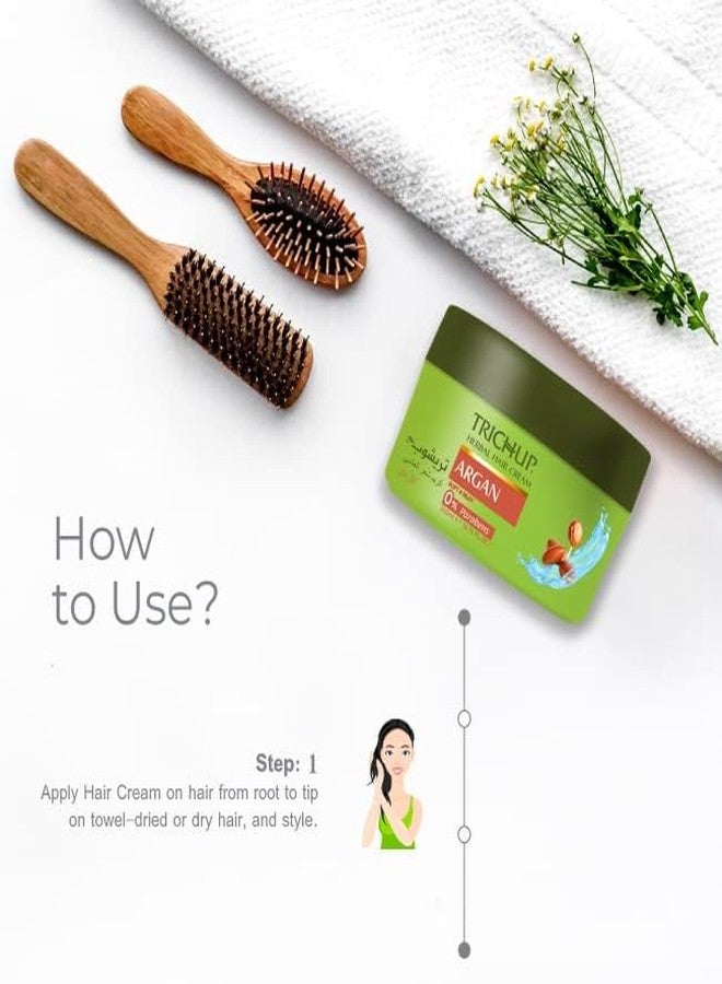 تريشوب كريم تريشوب بزيت الأرغان، كريم مرطب للشعر المجعد والباهت والجاف - لوشن عشبي للشعر وكريم مرطب - يغذي ويرطب ويصفف الشعر، ويضيف لمعاناً وكثافة وقوة - (عبوة من قطعتين) - Image 4
