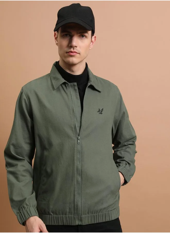 HIGHLANDER Collared Zip Up Regular Fit Jacket