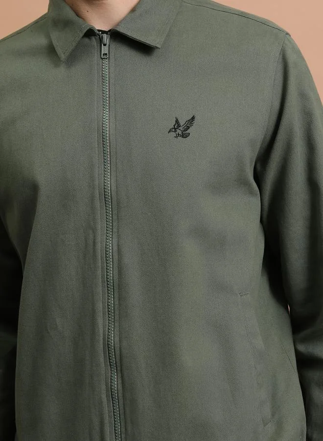 HIGHLANDER Collared Zip Up Regular Fit Jacket by Styli