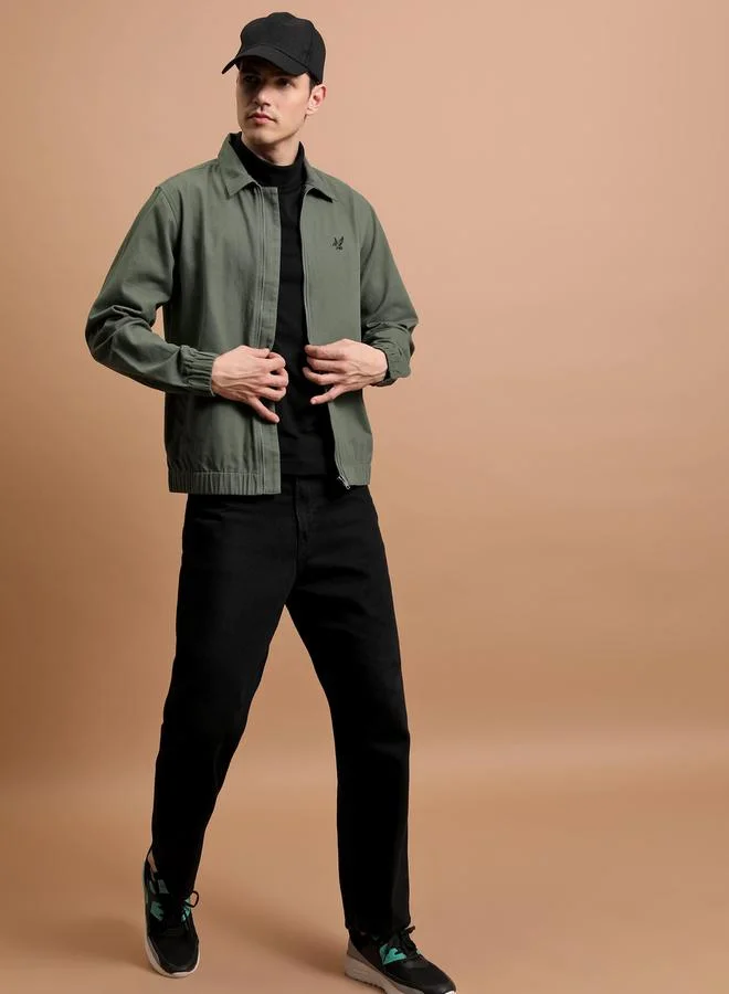 HIGHLANDER Collared Zip Up Regular Fit Jacket by Styli