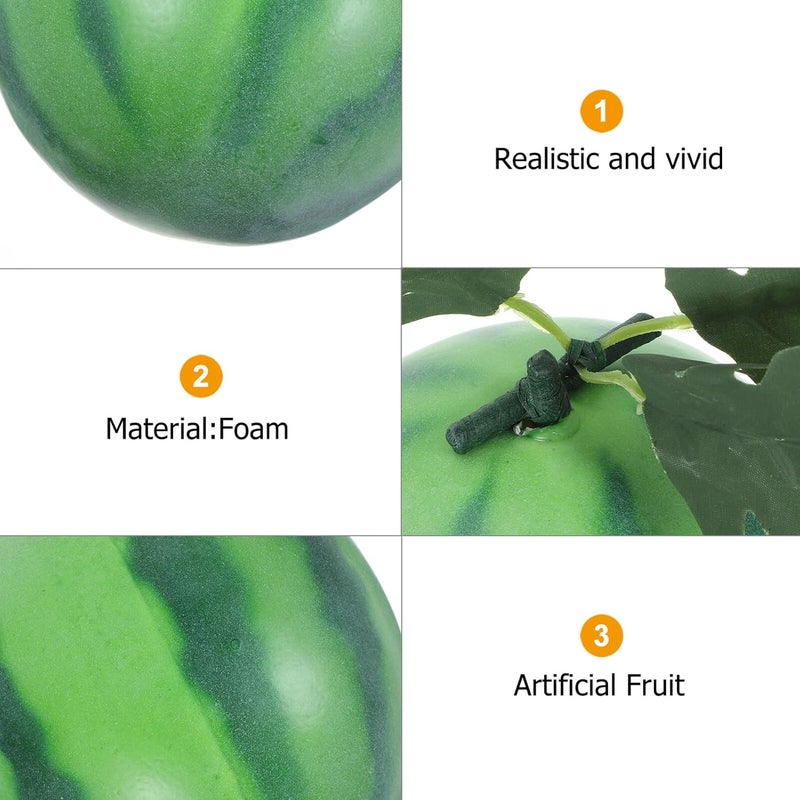 DECHOUS Artificial Watermelon Foam Fruit Model Simulation Faux Watermelon Photo Prop for Home Decor Educational Display and Photography Accessories Leaf Design - Image 3