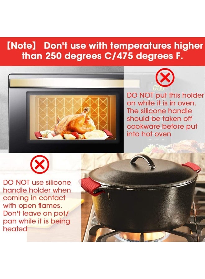 Silicone Hot Handle Holder Covers Heat Resistant Non Slip Pot And Skillet Handle Sleeves for Cast Iron Cookware And Frying Pans 4 Pack Red - Image 5