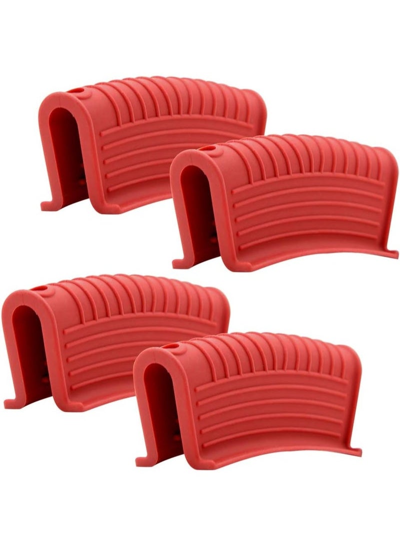 Silicone Hot Handle Holder Covers Heat Resistant Non Slip Pot And Skillet Handle Sleeves for Cast Iron Cookware And Frying Pans 4 Pack Red - Image 1