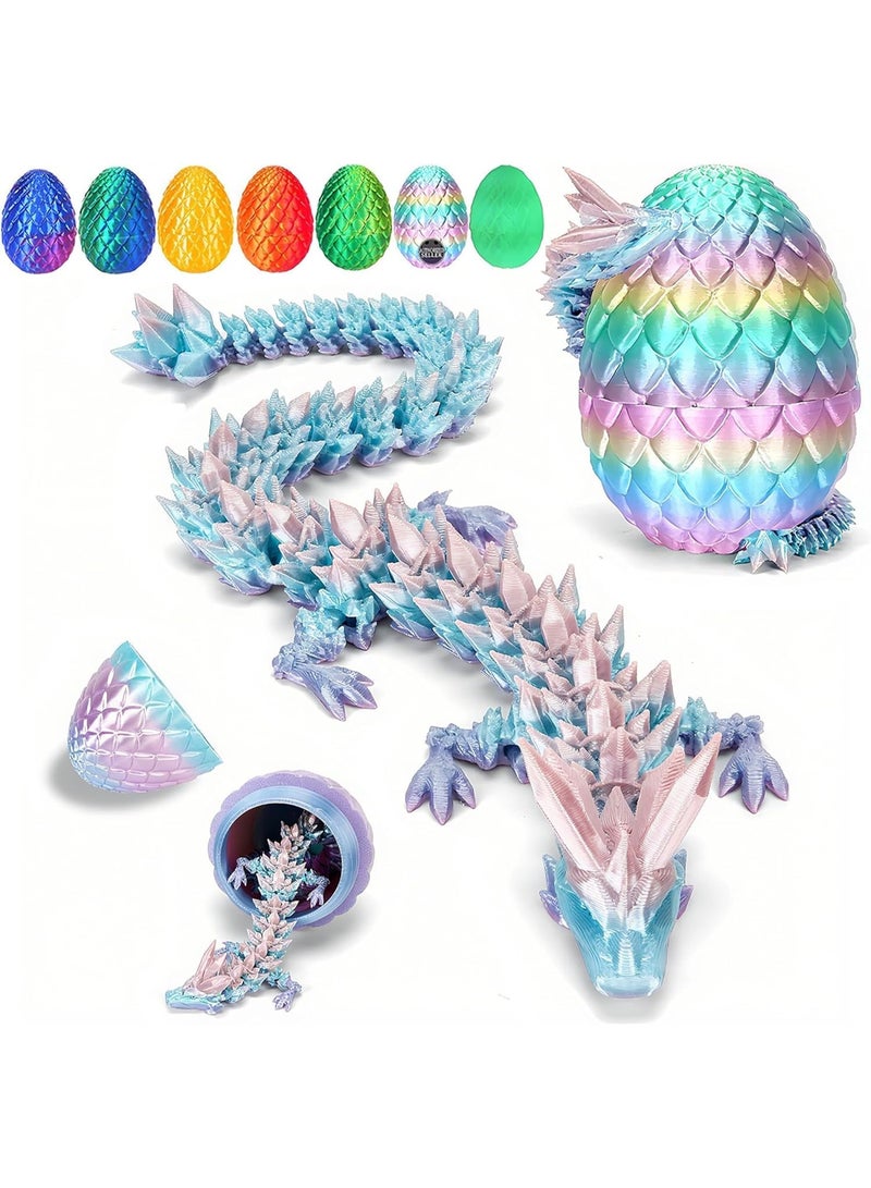 3D Printed Dragon Egg, Mystery Crystal Dragon Egg Fidget Toys Surprise, Articulated Crystal Dragon Eggs with Dragon Inside (one piece random color)