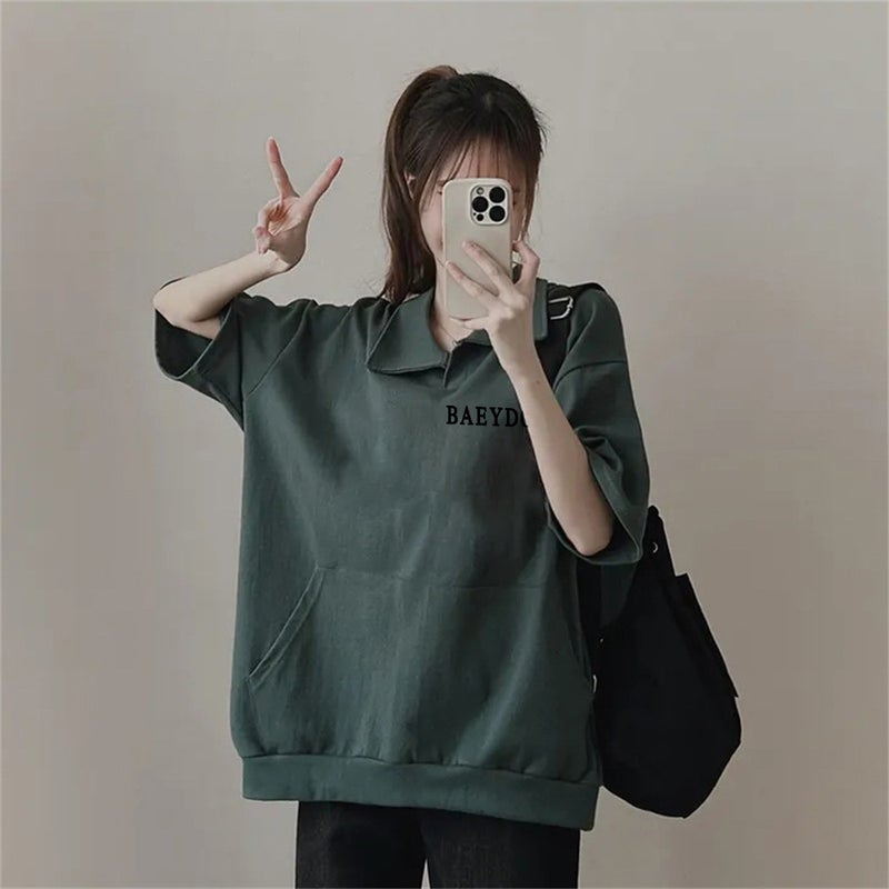 Manufacturers American Korean Fashion Brand T-Shirt Short Sleeve Women'S Plus Size Handsome Ins Fashion Unique Summer Color Contrast - Image 2