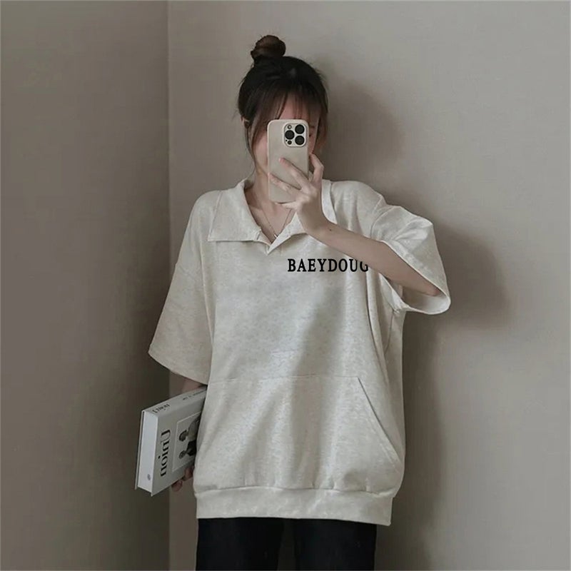 Manufacturers American Korean Fashion Brand T-Shirt Short Sleeve Women'S Plus Size Handsome Ins Fashion Unique Summer Color Contrast - Image 5