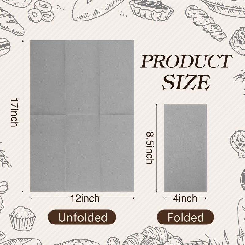 Qilery 100 Pcs Linen Feel Disposable Dinner Napkins Decorative Paper Napkin 17""x12"" Paper Soft Hand Towel Absorbent Disposable Guest Towel for Thanksgiving Day Kitchen Wedding Party(Gray) - Image 2