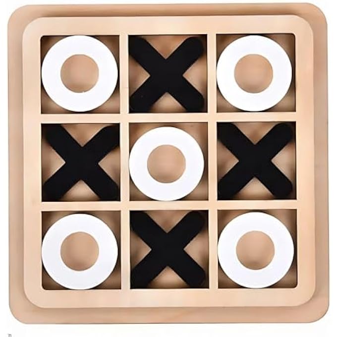Infizent لعبة Tic Tac Toe الخشبية الكلاسيكية لإشراك لعبة XOXO الخشبية للأطفال والكبار الممتعة الدماغتعزيز لعبة الطاولة مثالية ليالي الألعاب العائلية هدايا عيد الميلاد العودة الأعمار 512 - Image 1