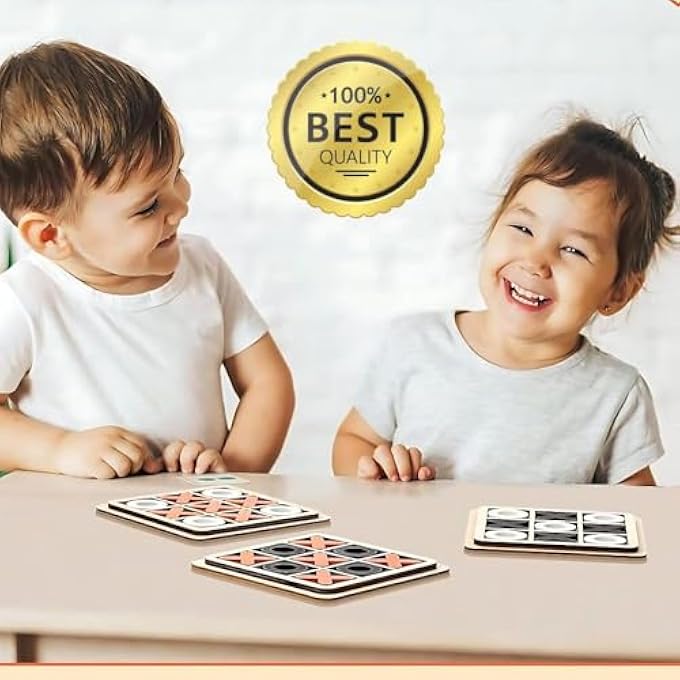 Infizent لعبة Tic Tac Toe الخشبية الكلاسيكية لإشراك لعبة XOXO الخشبية للأطفال والكبار الممتعة الدماغتعزيز لعبة الطاولة مثالية ليالي الألعاب العائلية هدايا عيد الميلاد العودة الأعمار 512 - Image 2