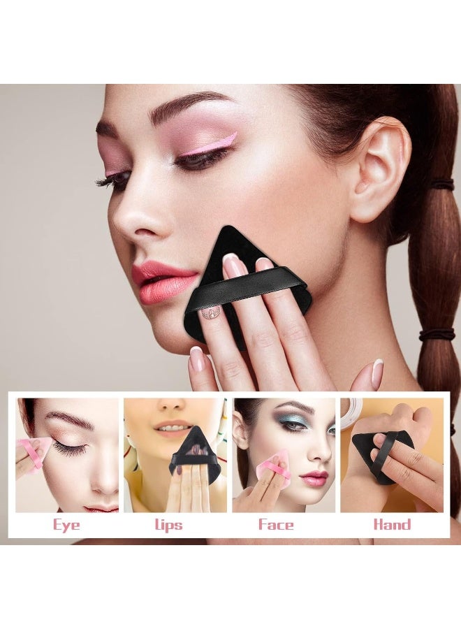 MOMENT 12 Pieces Powder Puff Face Triangle Makeup Sponge For Loose Powder Setting Powder Velour Foundation Blender Sponge Beauty Makeup Tool, Black - Image 2