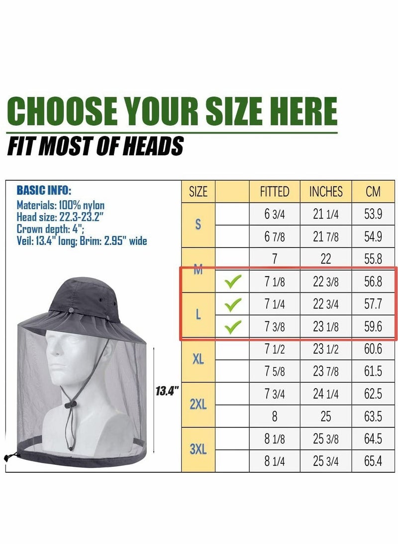 Head Net Hat, 50+ UPF Protection Safari Hat with Removable Mesh Hidden Netting