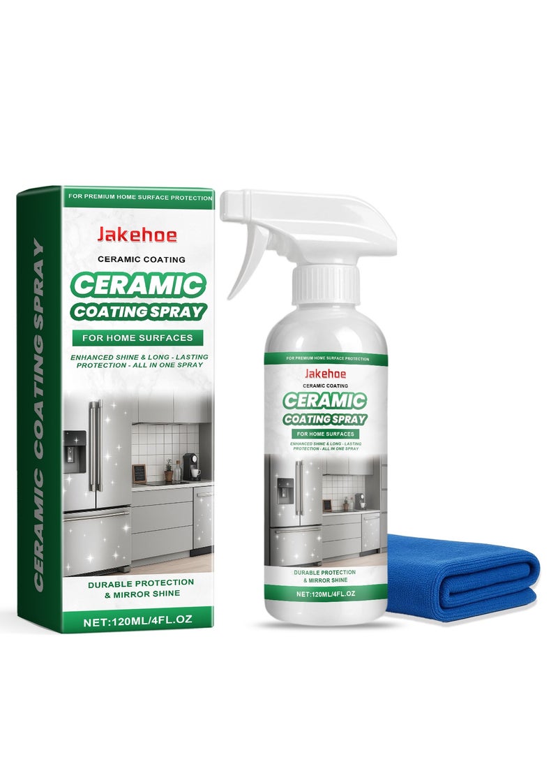Jakehoe 120ml Ceramic Coating Spray For Tiles Streak Cleaner Polish & Shine Restorer For Indoor Floors Walls Removes Stubborn Dirt & Stains Between Tiled Walls & Floors - Image 1