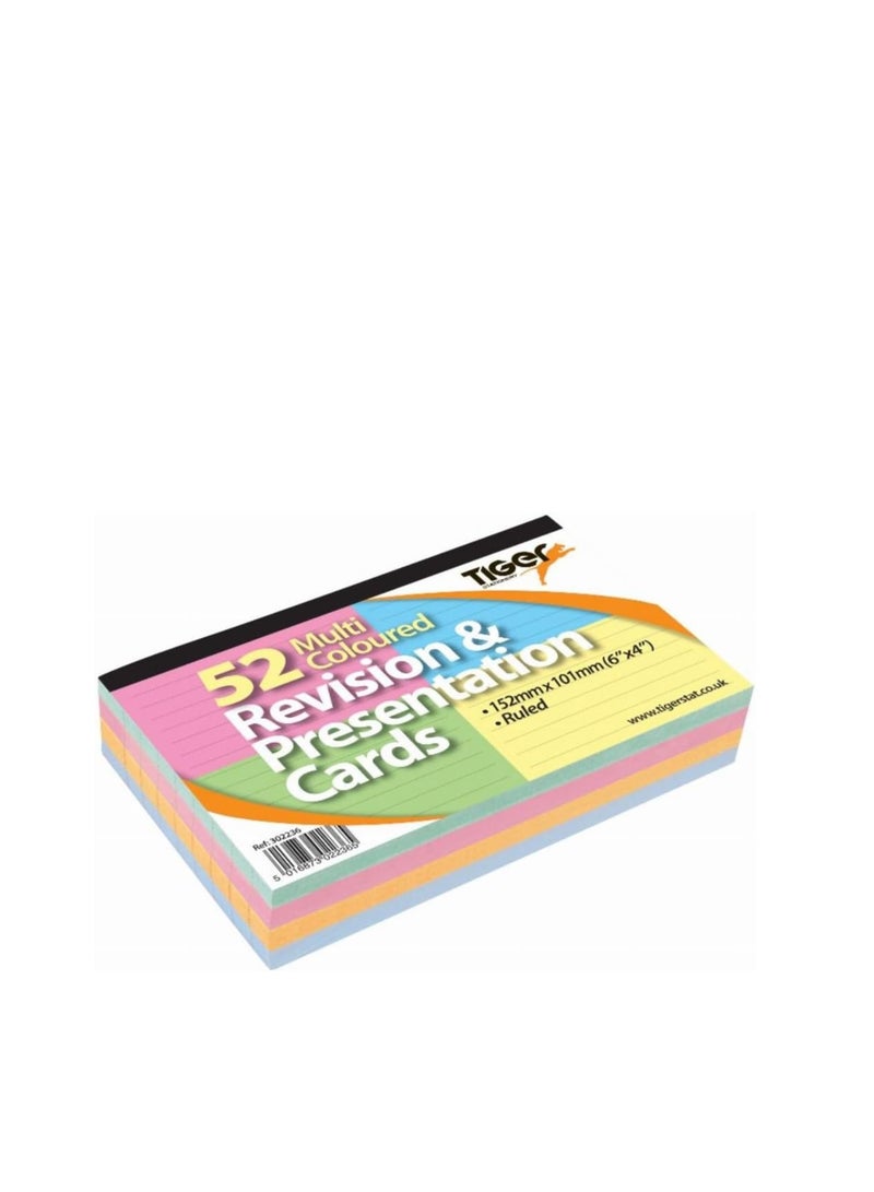 TIGER Revision & Presentation Cards - 52 Multi Coloured Ruled Cards - 6 x 4 Inch - Image 2