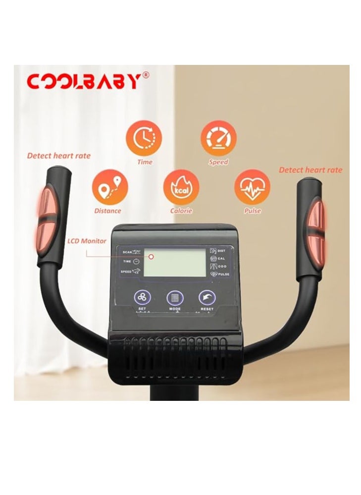 Cool Baby Style Upright exercise bike for home office fitness Exercise bike with 8 levels of adjustable magnetic resistance Adjustable seat LCD display  - Image 5