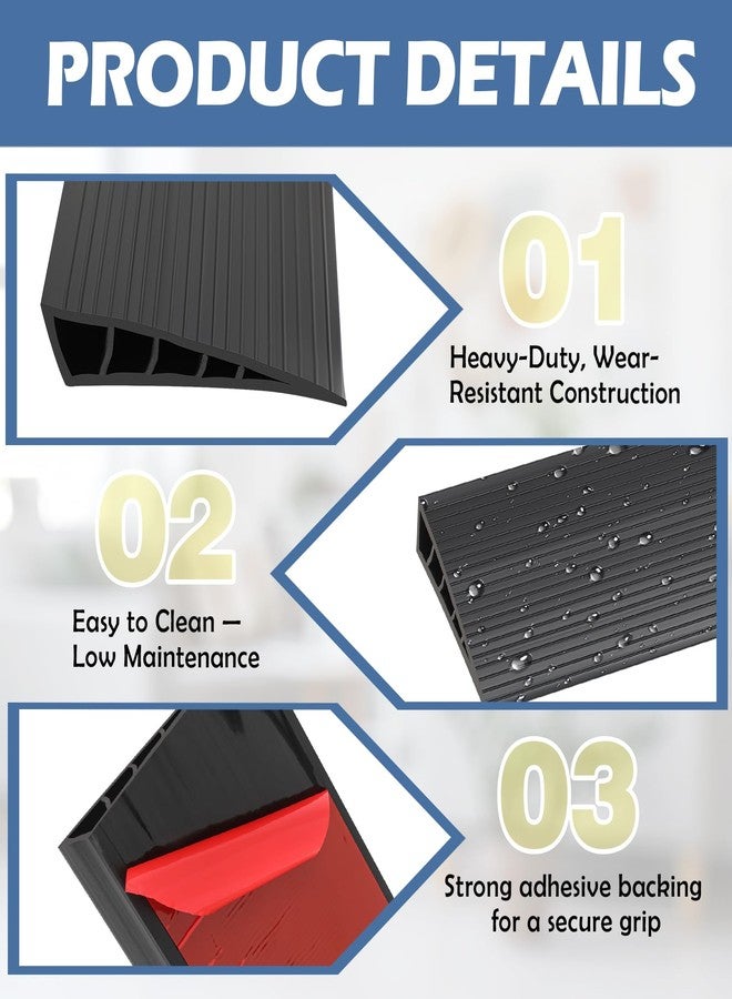 Maasechs 2 Pack 1" Rise Threshold Ramps for Doorways, 40" L Cuttable PVC Wheelchair Ramp, Non-Slip Heavy Duty Door Threshold Reducer for Wheelchairs, Power Scooters, Bathroom & Curb(Black) - Image 3