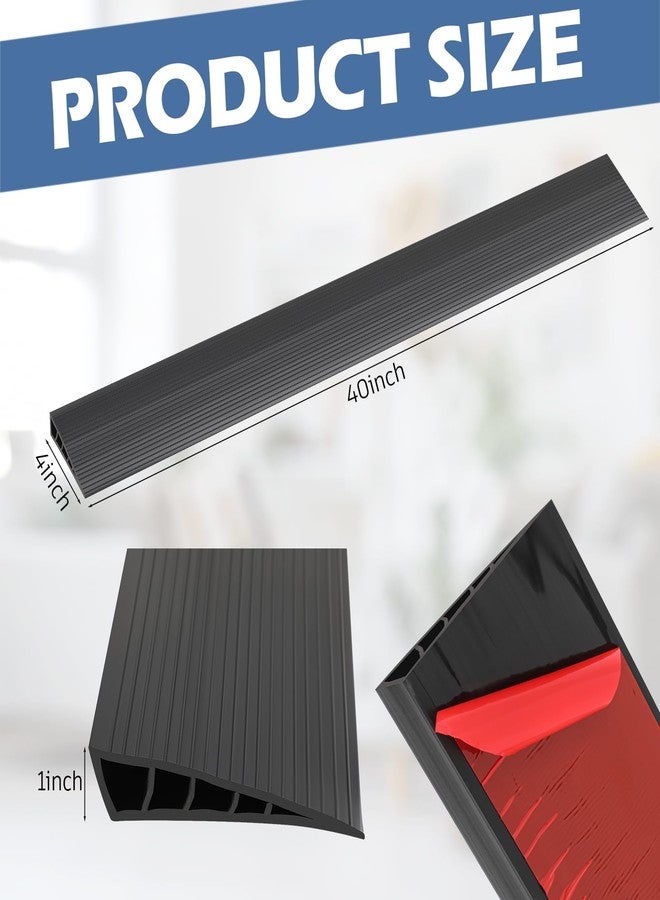 Maasechs 2 Pack 1" Rise Threshold Ramps for Doorways, 40" L Cuttable PVC Wheelchair Ramp, Non-Slip Heavy Duty Door Threshold Reducer for Wheelchairs, Power Scooters, Bathroom & Curb(Black) - Image 2