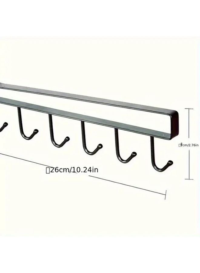 منظم المطبخ الأسود مع 6 خطافات قابلة للإزالة للأكواب والكؤوس للمنزل والمكتب - Image 3