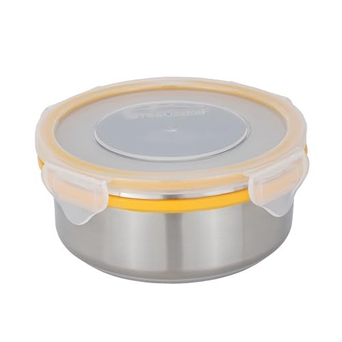 STEELLOCK Stainless Steel Airtight Container| Leak Proof Tiffin Lunch & Storage Boxes | ‎SL-1301-set of 1, 450ml each, Yellow - Image 1