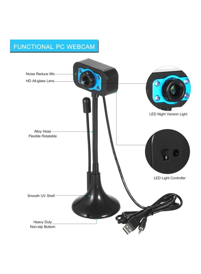 NIBEMINENT HD USB Webcam Black/Blue  - Image 4