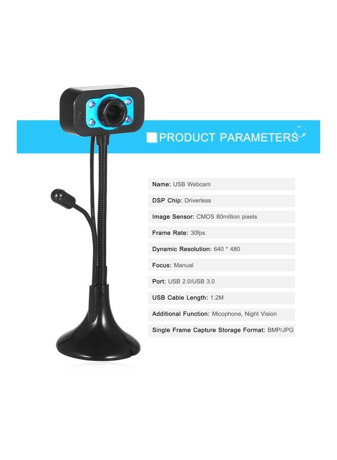 NIBEMINENT HD USB Webcam Black/Blue  - Image 5