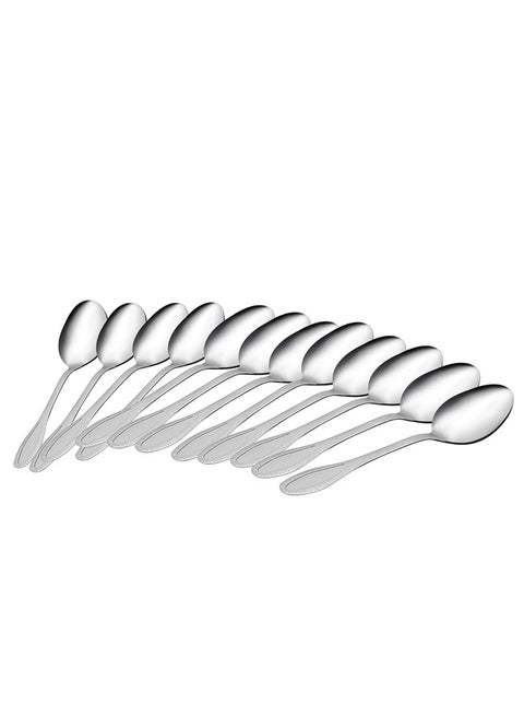 12-Piece Stainless Steel Spoon Set 25CM Silver