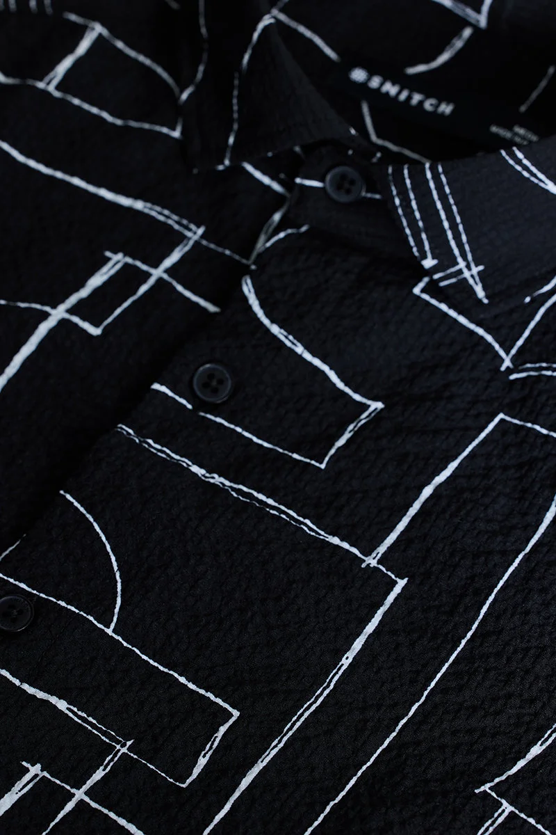 SNITCH Black Textured Abstract Shirt
