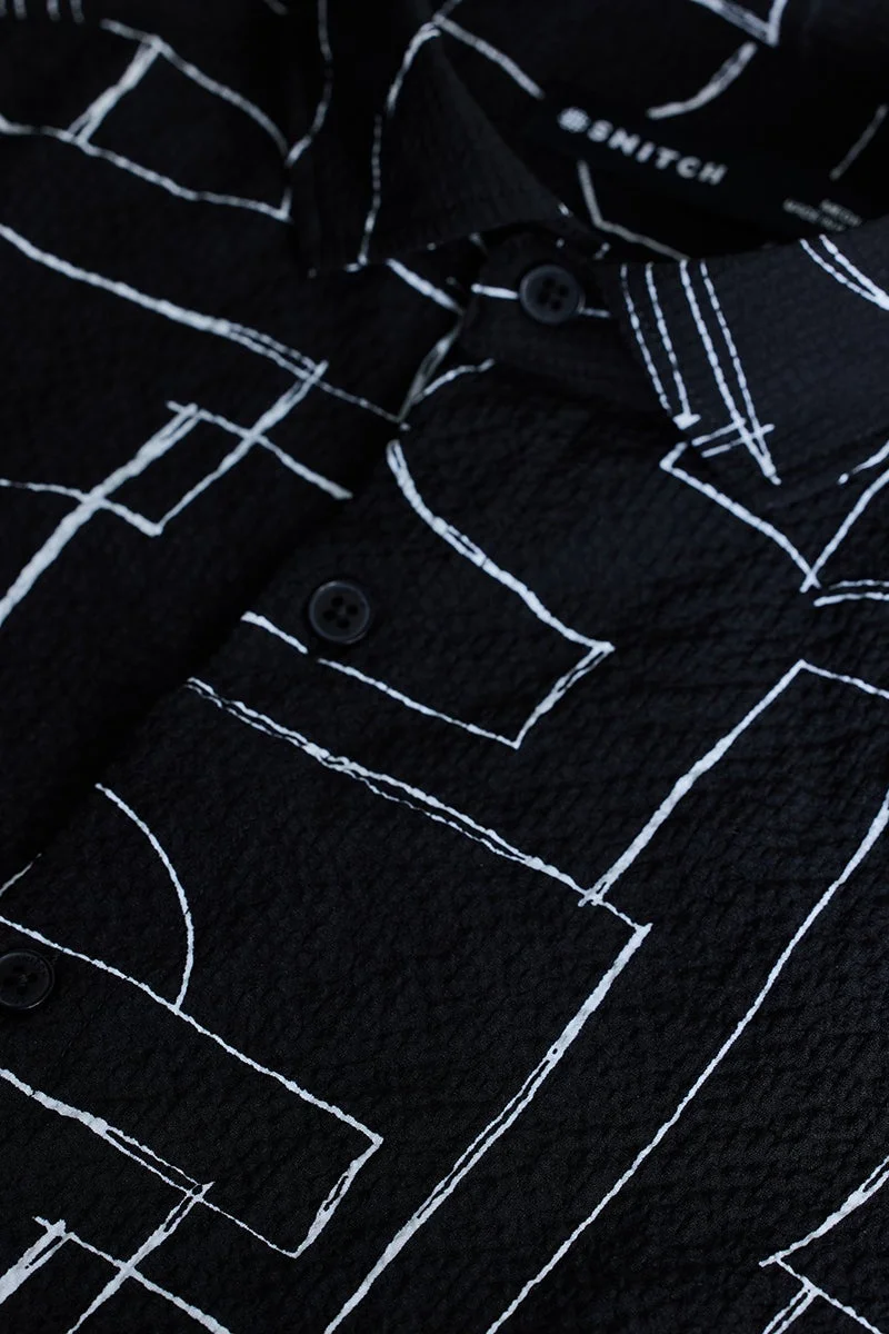SNITCH Black Textured Abstract Shirt