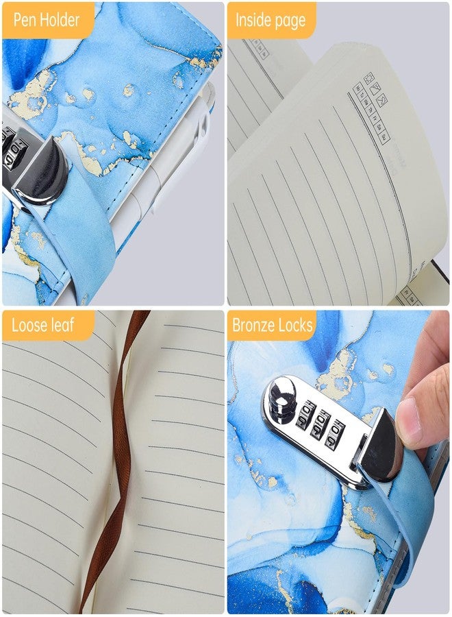 ARRLSDB Lock Diary for Girls, Diary with Lock A5 Lockable Journal 240 Pages 100 GSM Secrets Journals with Combination Passwords (Blue) - Image 3