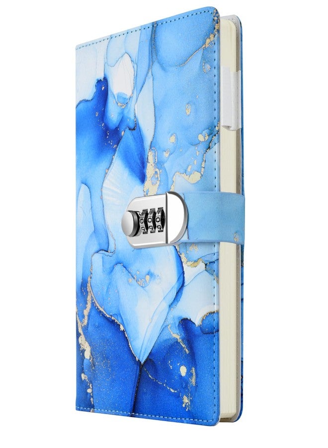 ARRLSDB Lock Diary for Girls, Diary with Lock A5 Lockable Journal 240 Pages 100 GSM Secrets Journals with Combination Passwords (Blue) - Image 1