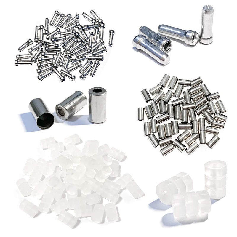 Farbetter 150Pcs Bike Brake Cable End Caps  Cable End Tips  O-Ring  Bike Brake Cable Accessories 3 Into 1 Sets  50Pcs Bike Cable Tips  50Pcs Cable End Caps  50Pcs Bike Brake Cable O-Ring - Image 1