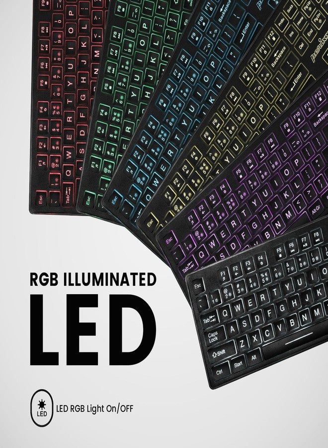 Perixx PERIBOARD-317RGB Wired Backlit USB Keyboard - Big Print Letter with RGB Illuminated LED - US English Layout - Image 2