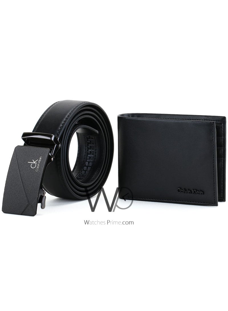 كالفن كلاين جينز طقم هدية رجالي كالفن كلاين محفظة وحزام أسود - إبزيم CK - Image 5