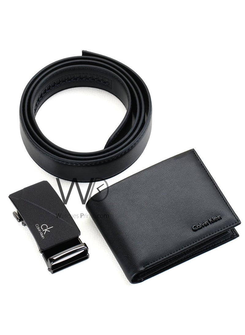 كالفن كلاين جينز طقم هدية رجالي كالفن كلاين محفظة وحزام أسود - إبزيم CK - Image 3