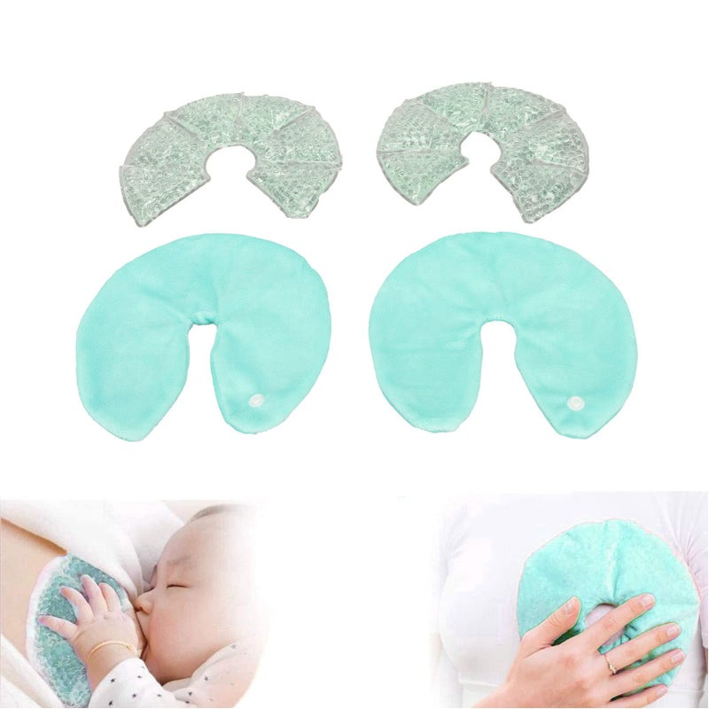 Brrnoo Hot Cold Breast Pads Breast Freezing Pads,Breast Nursing Gel Pads,Breast Ice Pack,Breast Gel Pads Reusable Hot Cold Compress Breast Nursing Ice Pack for Breastfeeding Green - Image 2