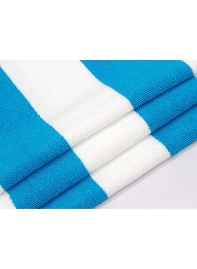 يُسلِّم عبوة من قطعتين - غطاء كرسي استرخاء حمام السباحة - غطاء منشفة كرسي شاطئ شيز سبا - مخطط كابانا - قطن تيري ناعم منسوج حلقي - مقاس كبير 73 سم عرض × 210 سم طول (اللون: أزرق) - Image 5