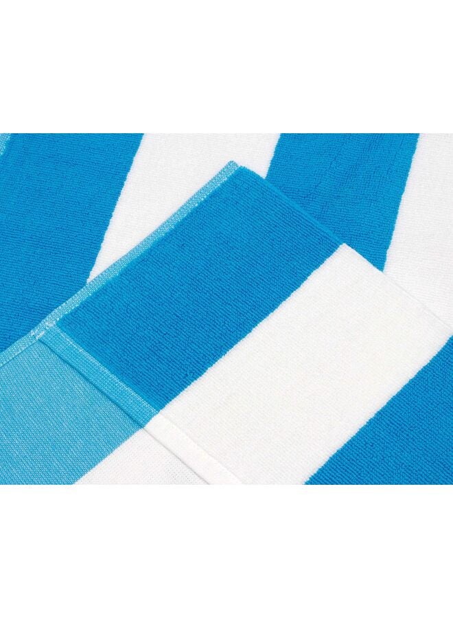 يُسلِّم عبوة من قطعتين - غطاء كرسي استرخاء حمام السباحة - غطاء منشفة كرسي شاطئ شيز سبا - مخطط كابانا - قطن تيري ناعم منسوج حلقي - مقاس كبير 73 سم عرض × 210 سم طول (اللون: أزرق) - Image 2