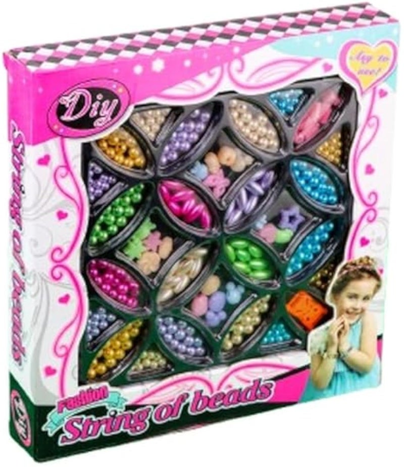Hape DIY Fashion String of Beads Kit, Colorful Jewelry Making Set with Multi-Color Beads, Girls Craft Activity Set for Necklace and Bracelet Making