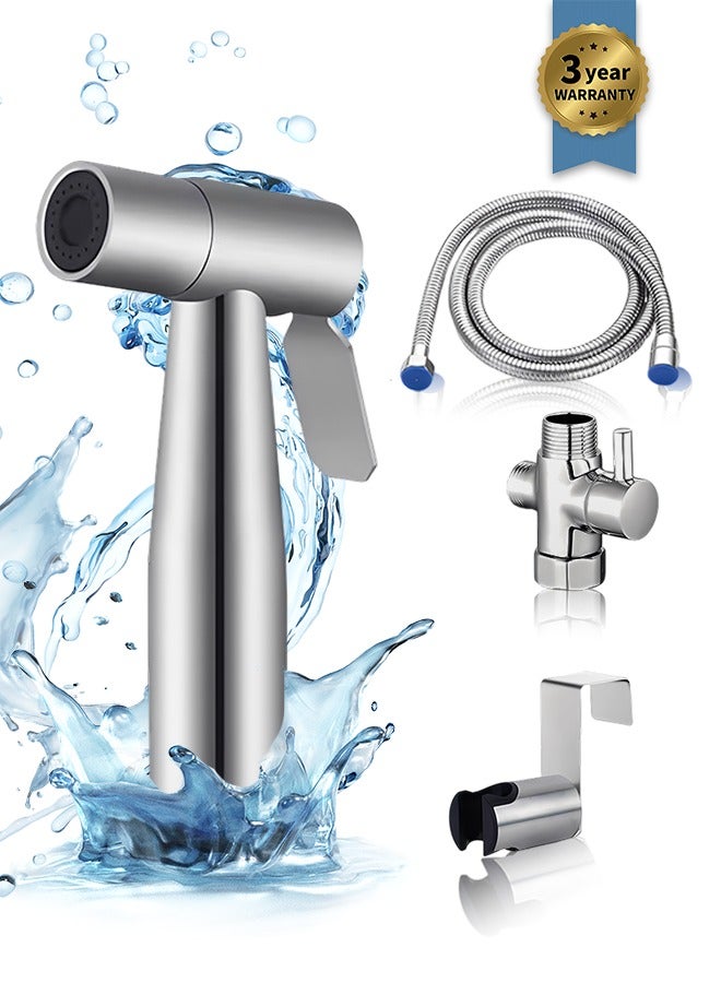 Bidet Sprayer for Toilet, Adjustable Pressure Shattaf with 59Inch Anti-Leaking Stainless Steel Bidet Hose, Muslim Shower Bidet Spray Set with Divider Valve - Image 1