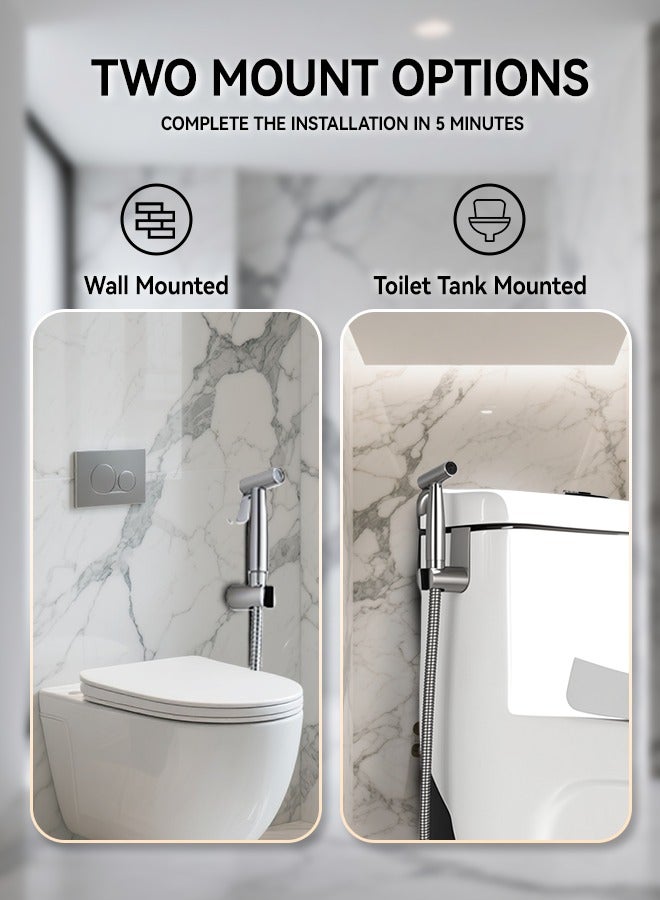 Bidet Sprayer for Toilet, Adjustable Pressure Shattaf with 59Inch Anti-Leaking Stainless Steel Bidet Hose, Muslim Shower Bidet Spray Set with Divider Valve - Image 3