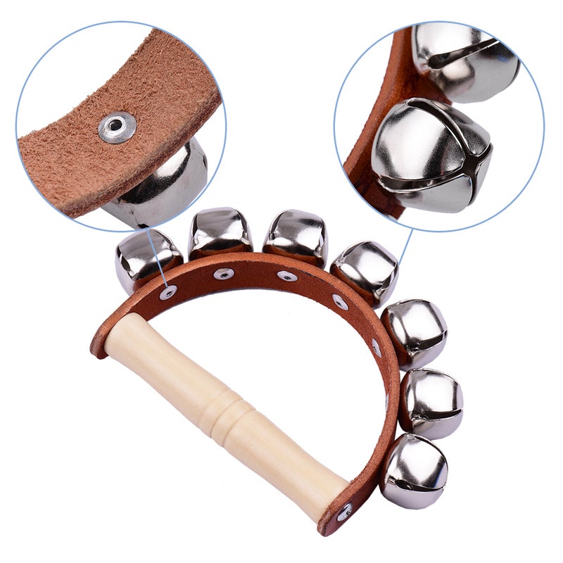 Handbell Hand Bells with 7pcs Jingle Bells Wood Handle Musical Instrument Toy for Music Class - Image 5