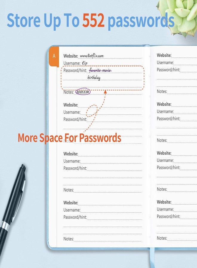 Blugool دفتر كلمات مرور بعلامات تبويب أبجدية، دفتر حفظ كلمات مرور لكبار السن، دفتر كلمات مرور بغلاف مقوى بعلامات تبويب فردية وملونة، منظم كلمات مرور لتسجيلات دخول المواقع الإلكترونية، 5.3 بوصة × 7.7 بوصة، بنفسجي - Image 3