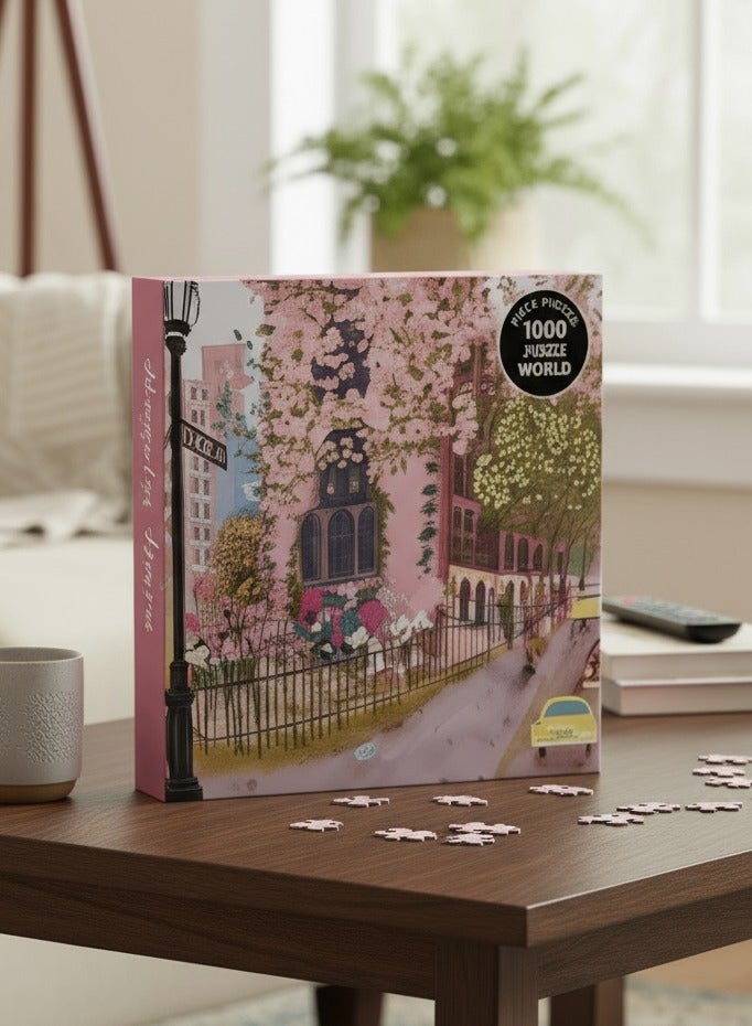 Y&D Blooming Streets 1000 Piece Puzzle Beautifully Illustrated Jigsaw Puzzle of a Local New York City Street Fun and Challenging Unique Gift Idea for Children in Birthday or Eid - Image 1