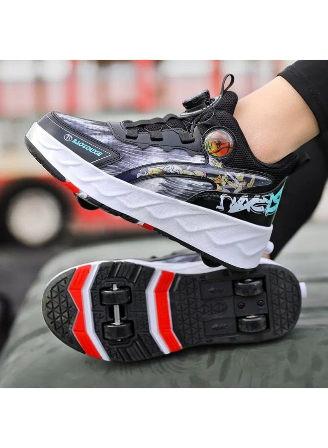 سكاي فيو أحذية دوارة للجنسين، أحذية أطفال بعجلات لامعة، أحذية تزلج دوارة مضيئة للبنات، أحذية رياضية للأولاد، أحذية رياضية وامضة قابلة لإعادة الشحن كهدية، مقاسات من 32 إلى 40 - Image 2