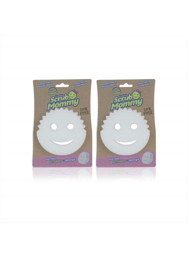 Scrub Daddy - Dual-Sided Sponge and Scrubber- Scrub Mommy Dye Free - Scratch-Free Scrubber for Dishes and Home, Odor Resistant, Soft in Warm Water, Firm in Cold, Dishwasher Safe, 1ct (Pack of 2) - Image 1