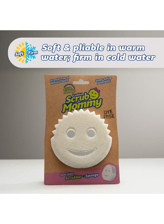 Scrub Daddy - Dual-Sided Sponge and Scrubber- Scrub Mommy Dye Free - Scratch-Free Scrubber for Dishes and Home, Odor Resistant, Soft in Warm Water, Firm in Cold, Dishwasher Safe, 1ct (Pack of 2) - Image 1